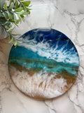 Resin Beach Trivets, Candle holder, Plant saucer, Unique Handmade Luxury Art, Kitchen decor