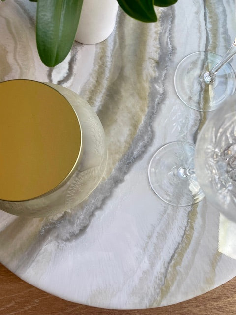 White and Gold Stone Serving Tray