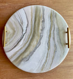 White and Gold Stone Serving Tray