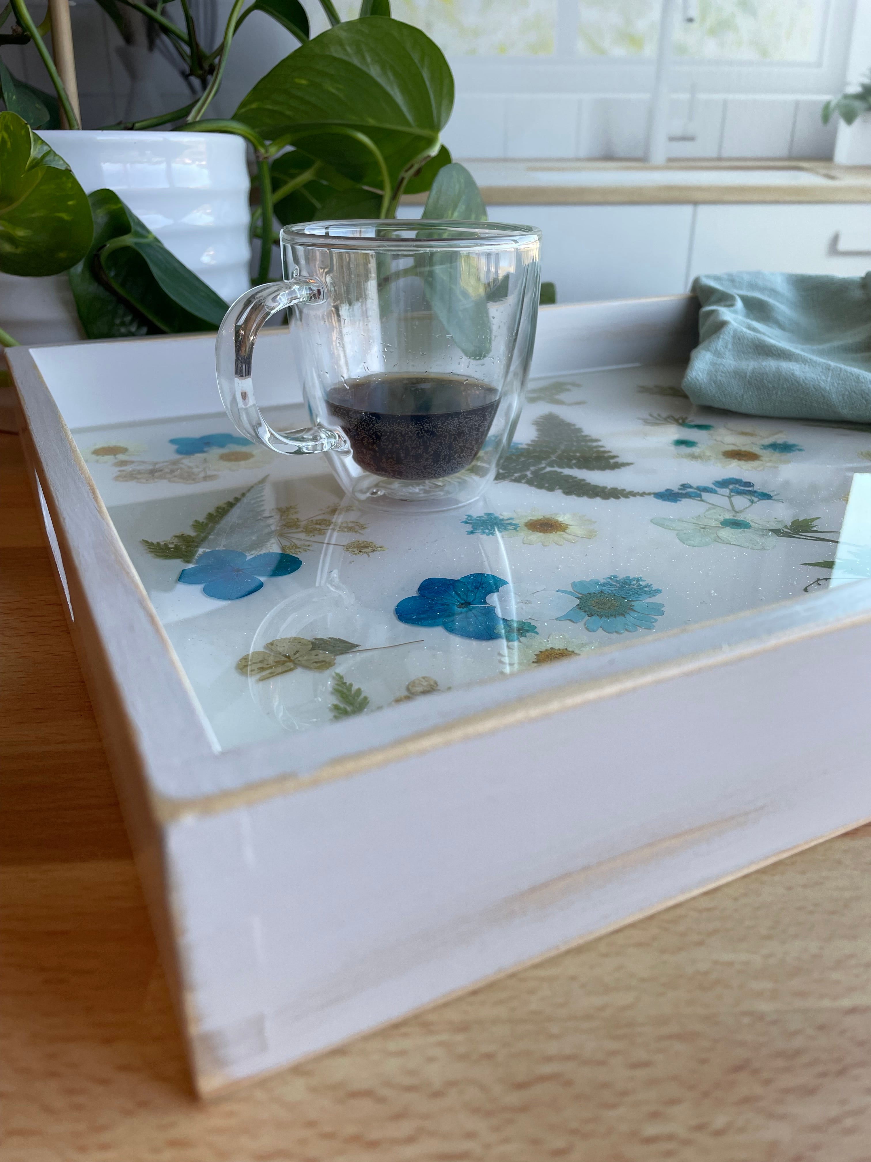 Blue Flower Serving Tray