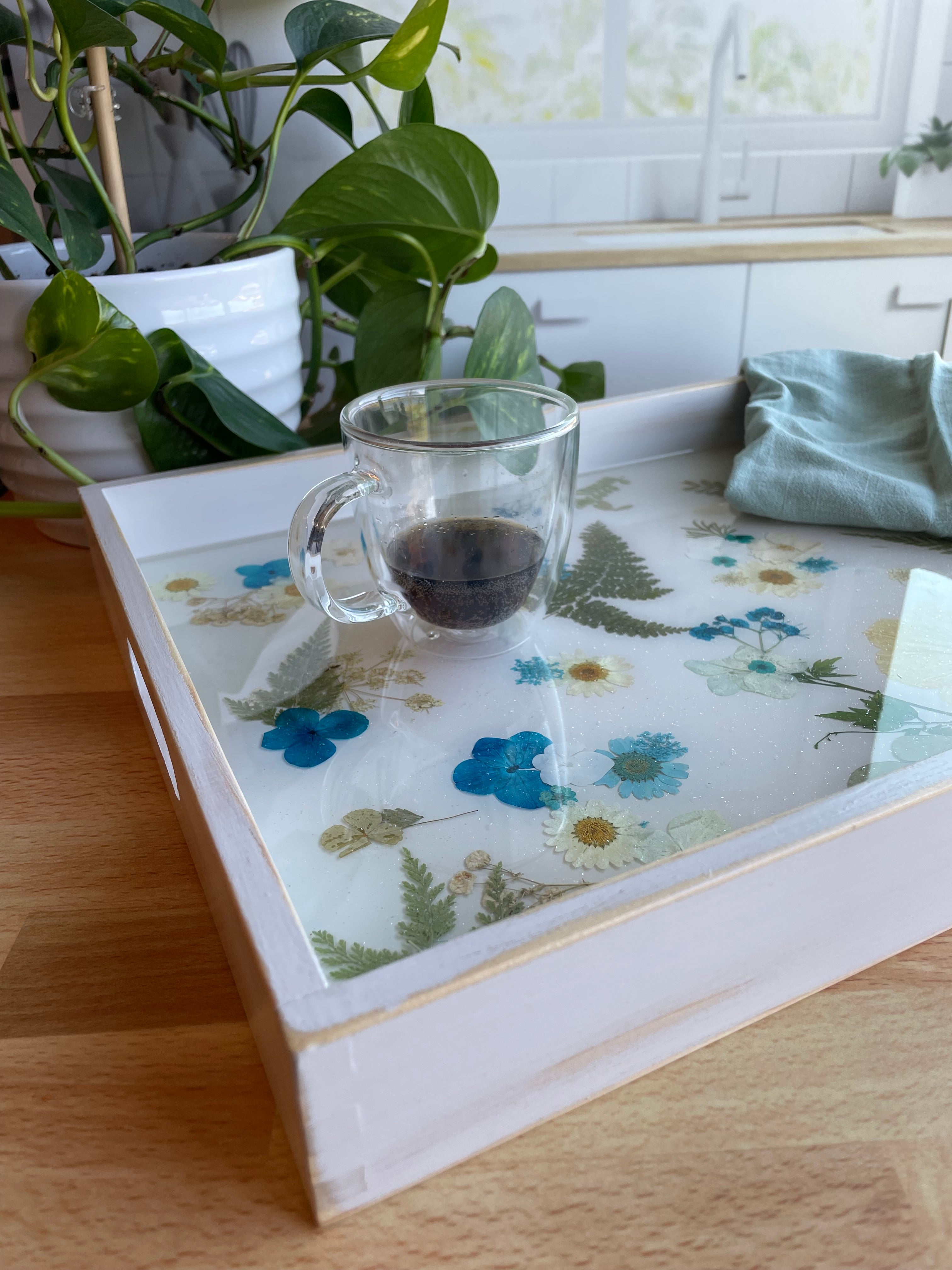 Blue Flower Serving Tray