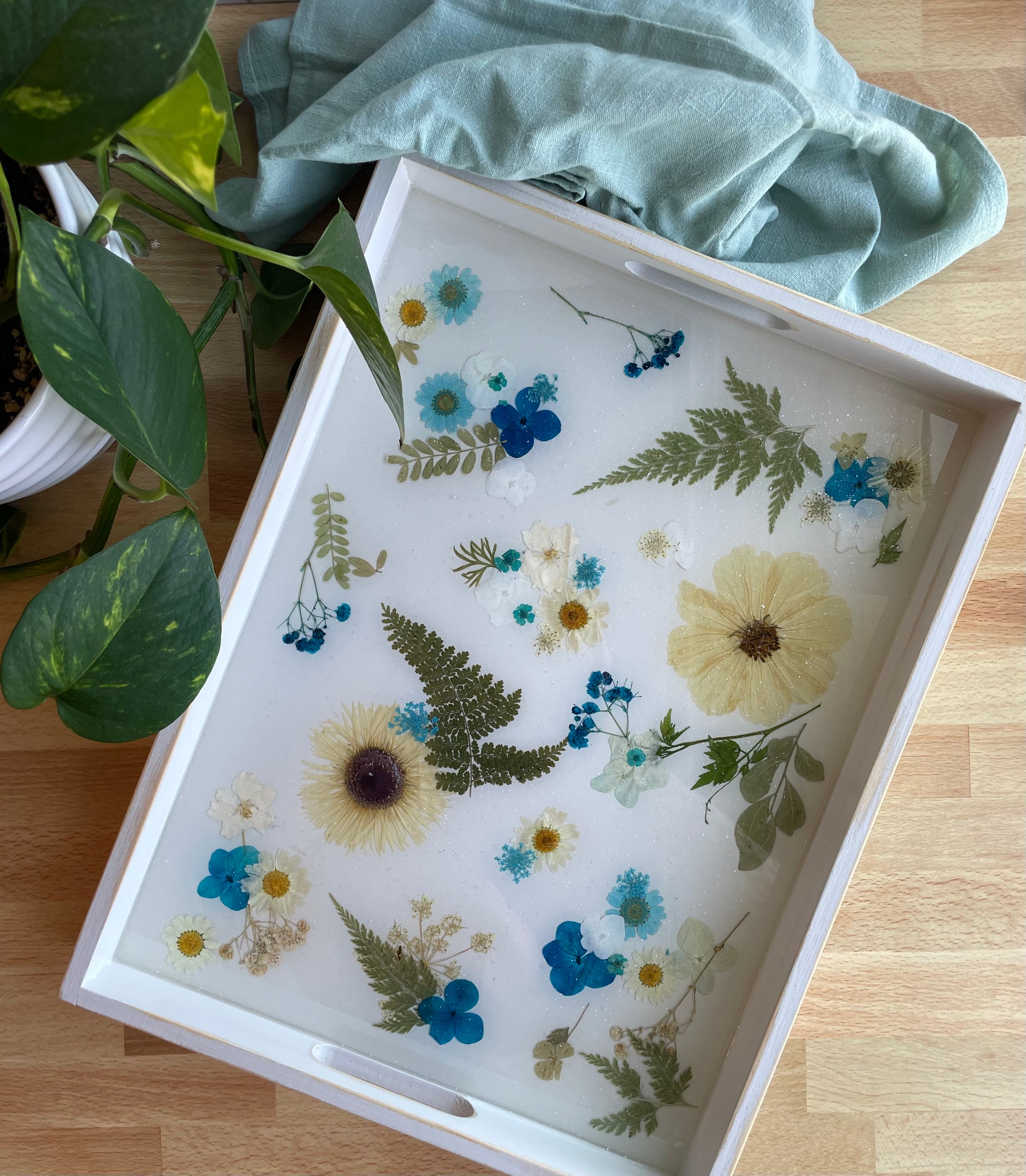 Blue Flower Serving Tray