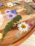 Acacia Wood Lazy Susan with Real Embedded Flowers