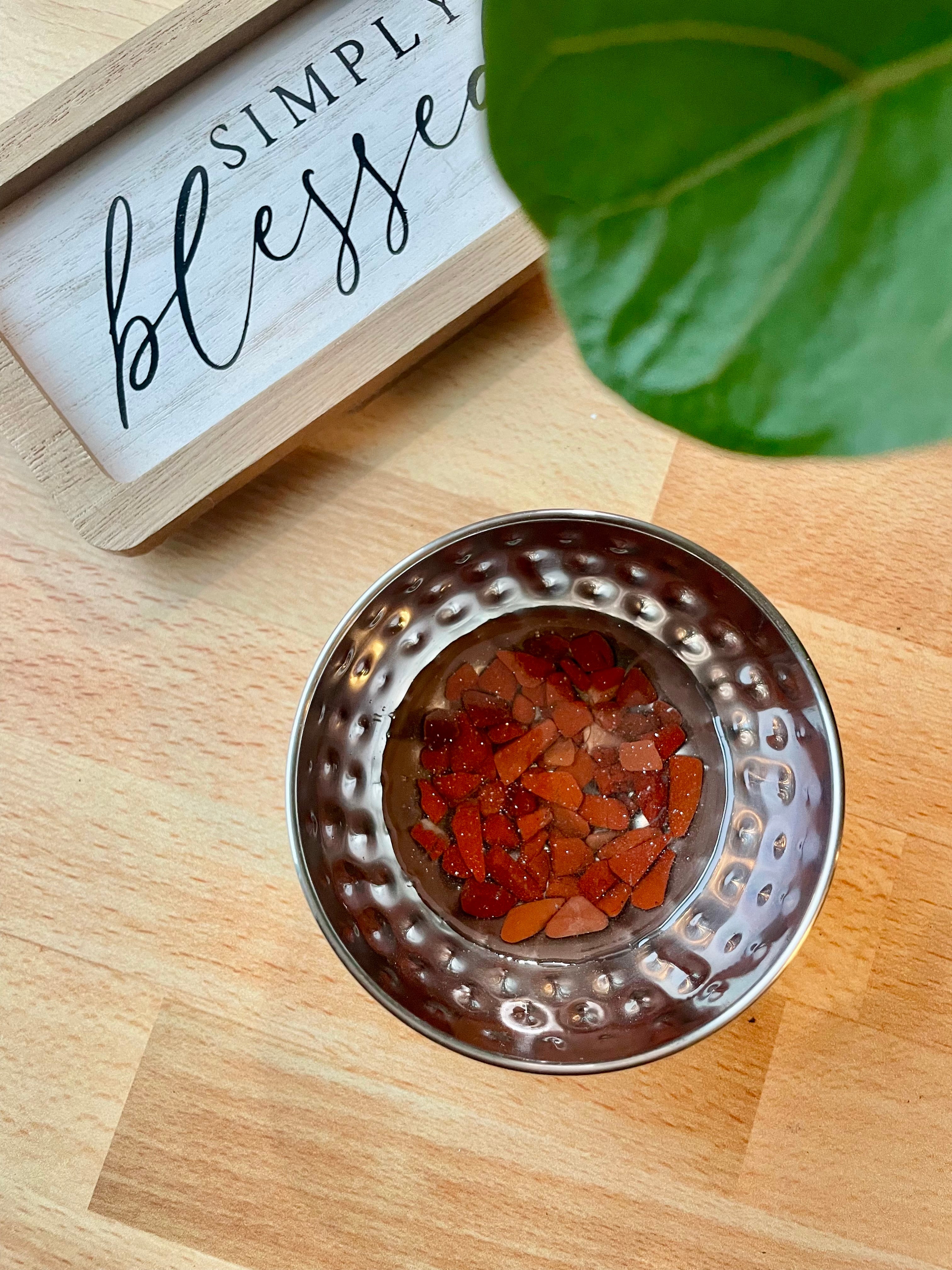 Red Jasper Metal Trinket-Ring Dish