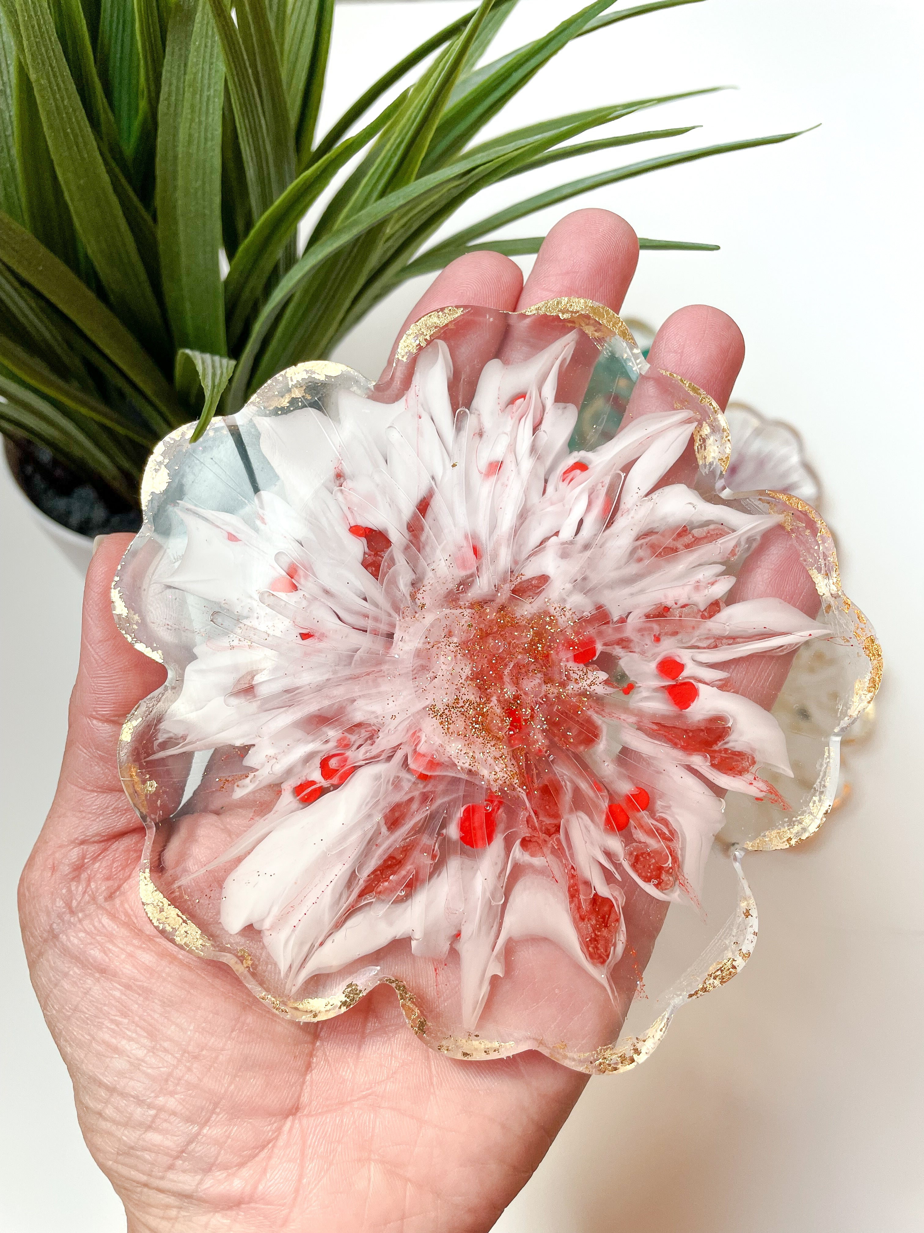 Fall Flower-Shaped Resin Coaster Set (Set of 4)