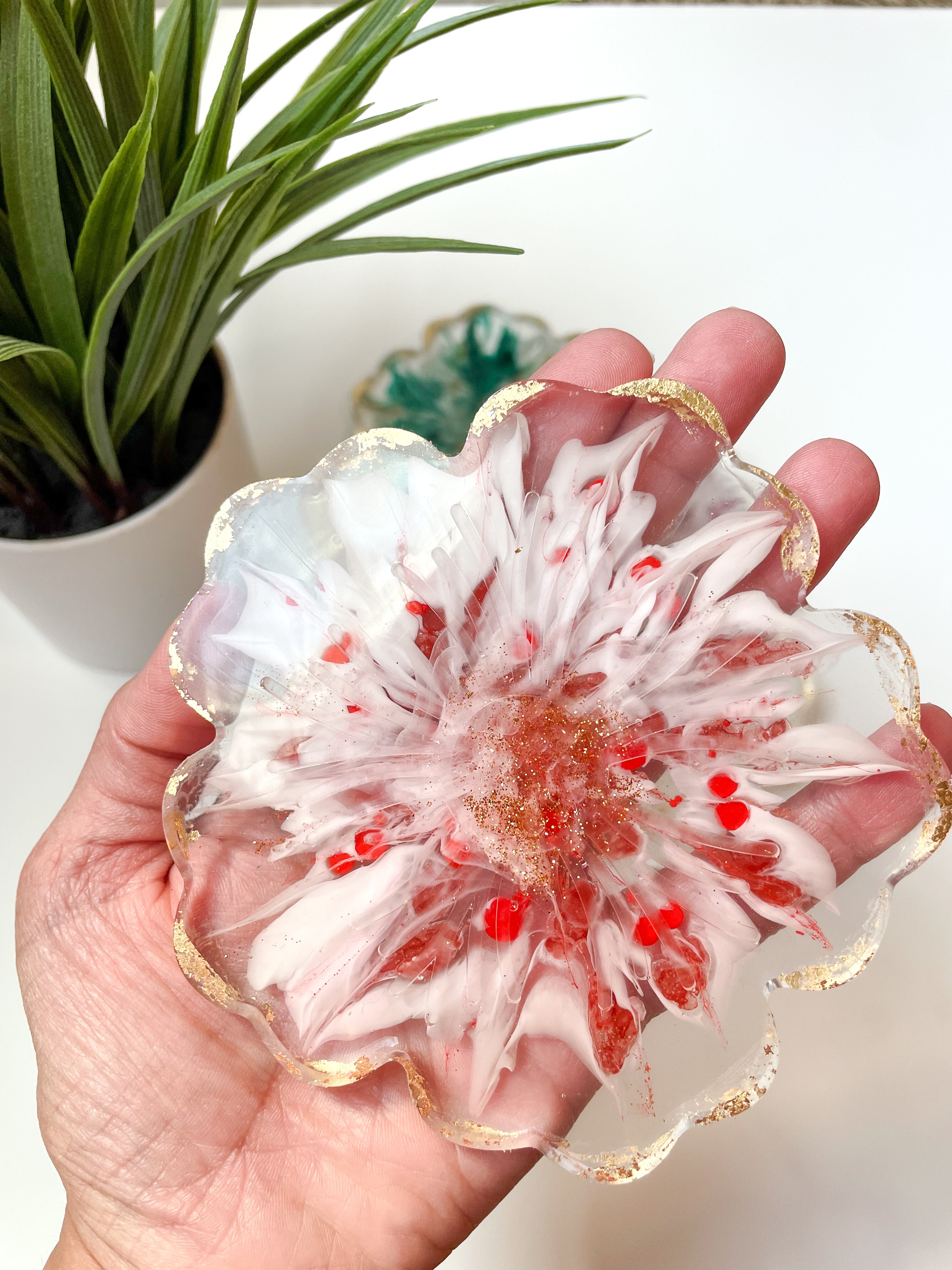 Fall Flower-Shaped Resin Coaster Set (Set of 4)