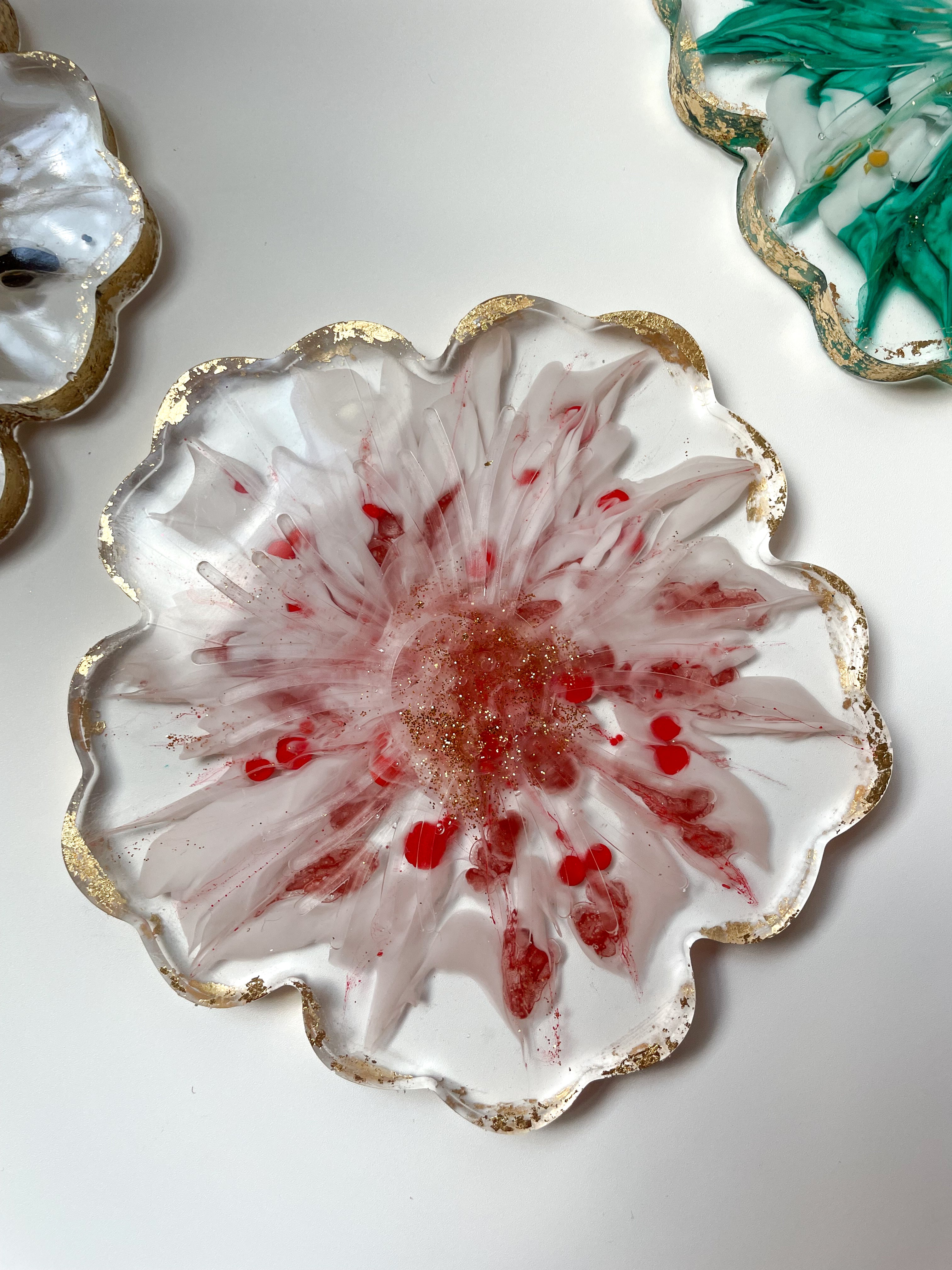 Fall Flower-Shaped Resin Coaster Set (Set of 4)