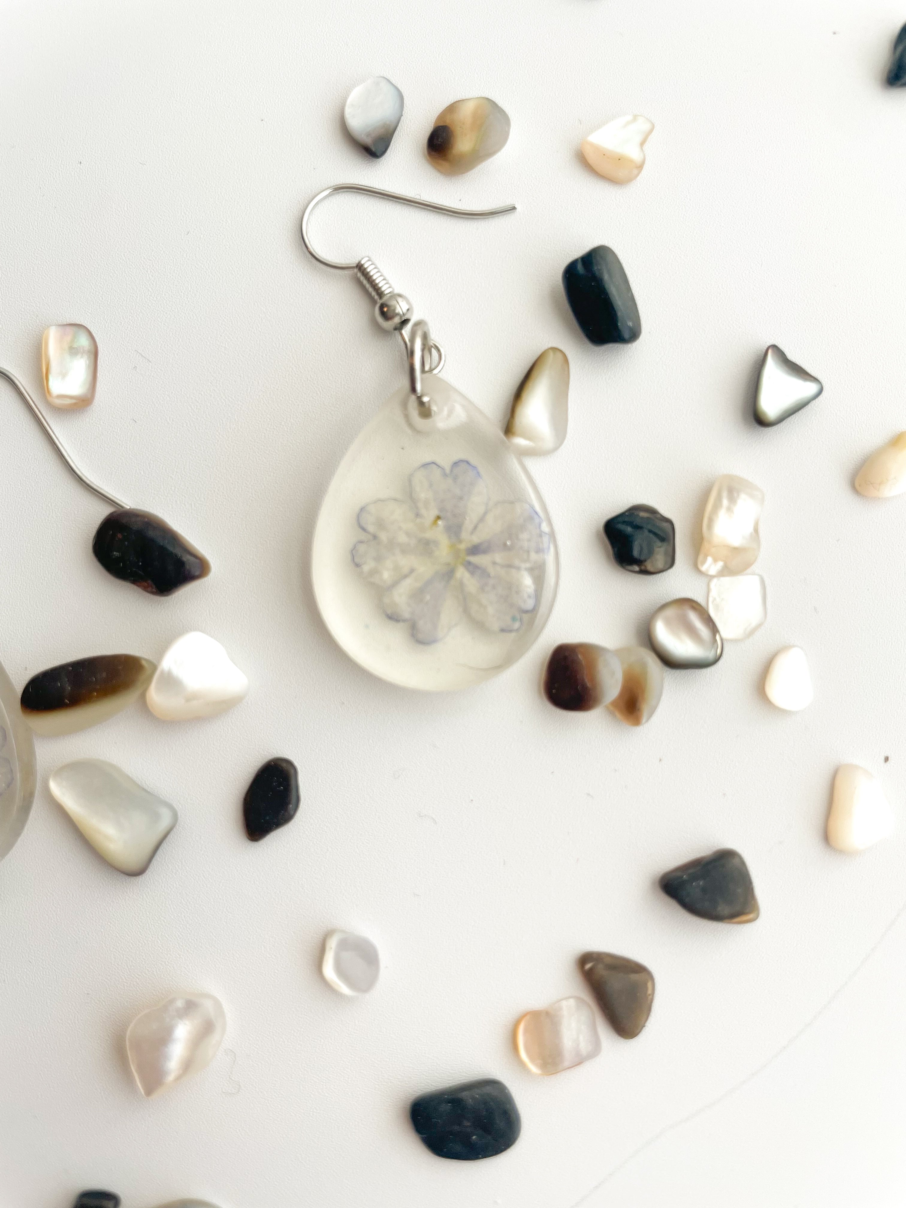 Mini Teardrop Lavender Resin Earrings
