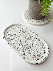 White Terrazzo Oval Trinket Tray - Catchall Dish
