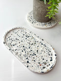 White Terrazzo Oval Trinket Tray - Catchall Dish