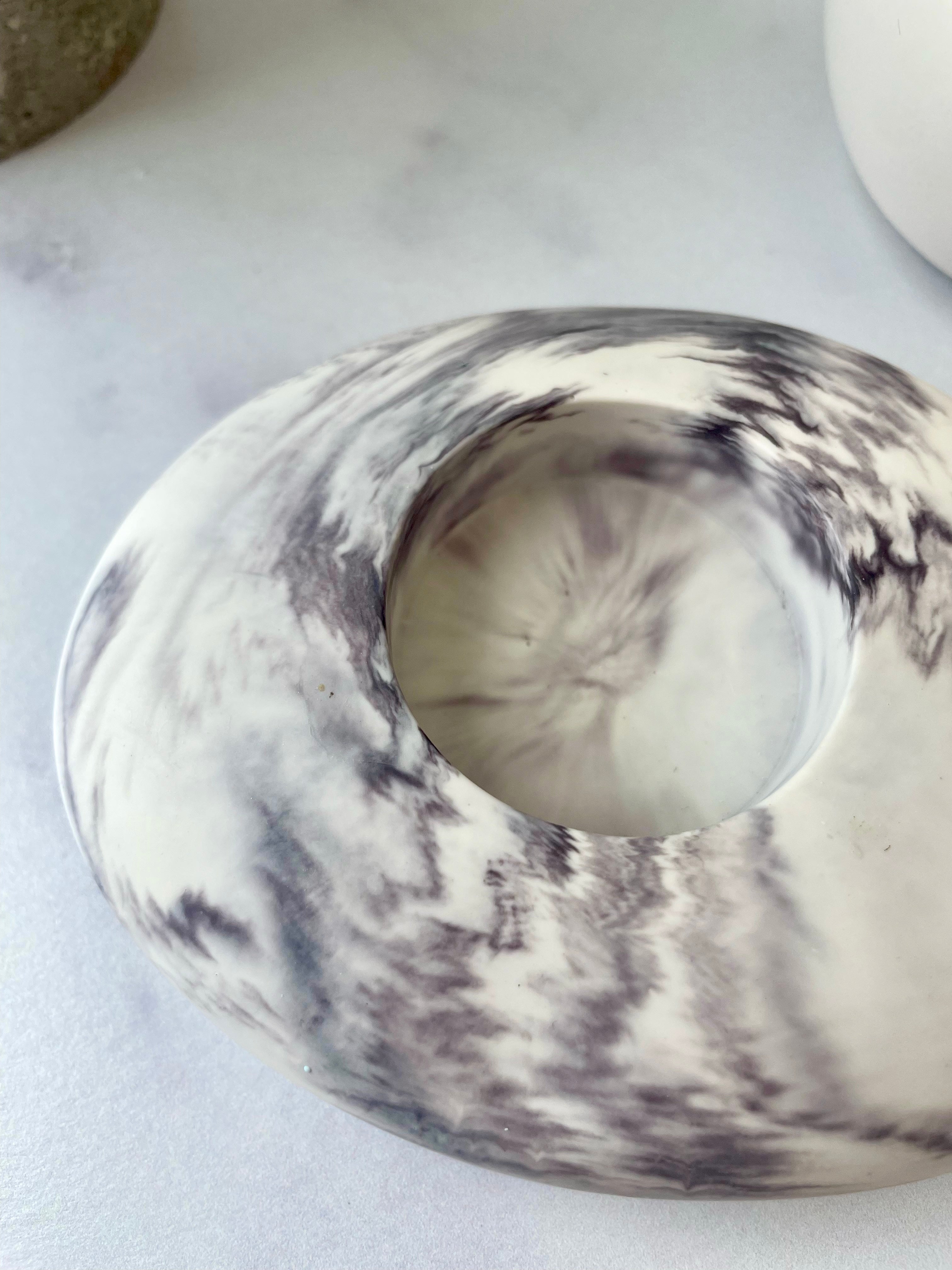 Gray Marbled Stone Tealight Holder