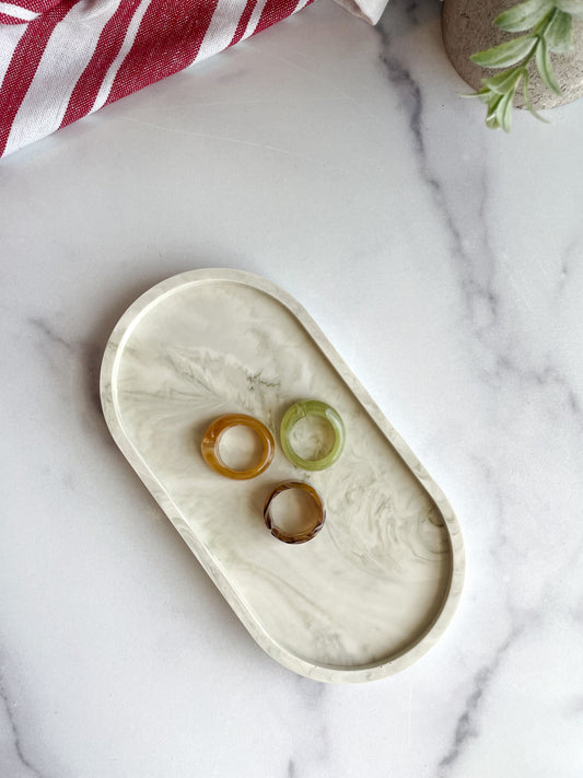 Green Marbled Oval Trinket Tray