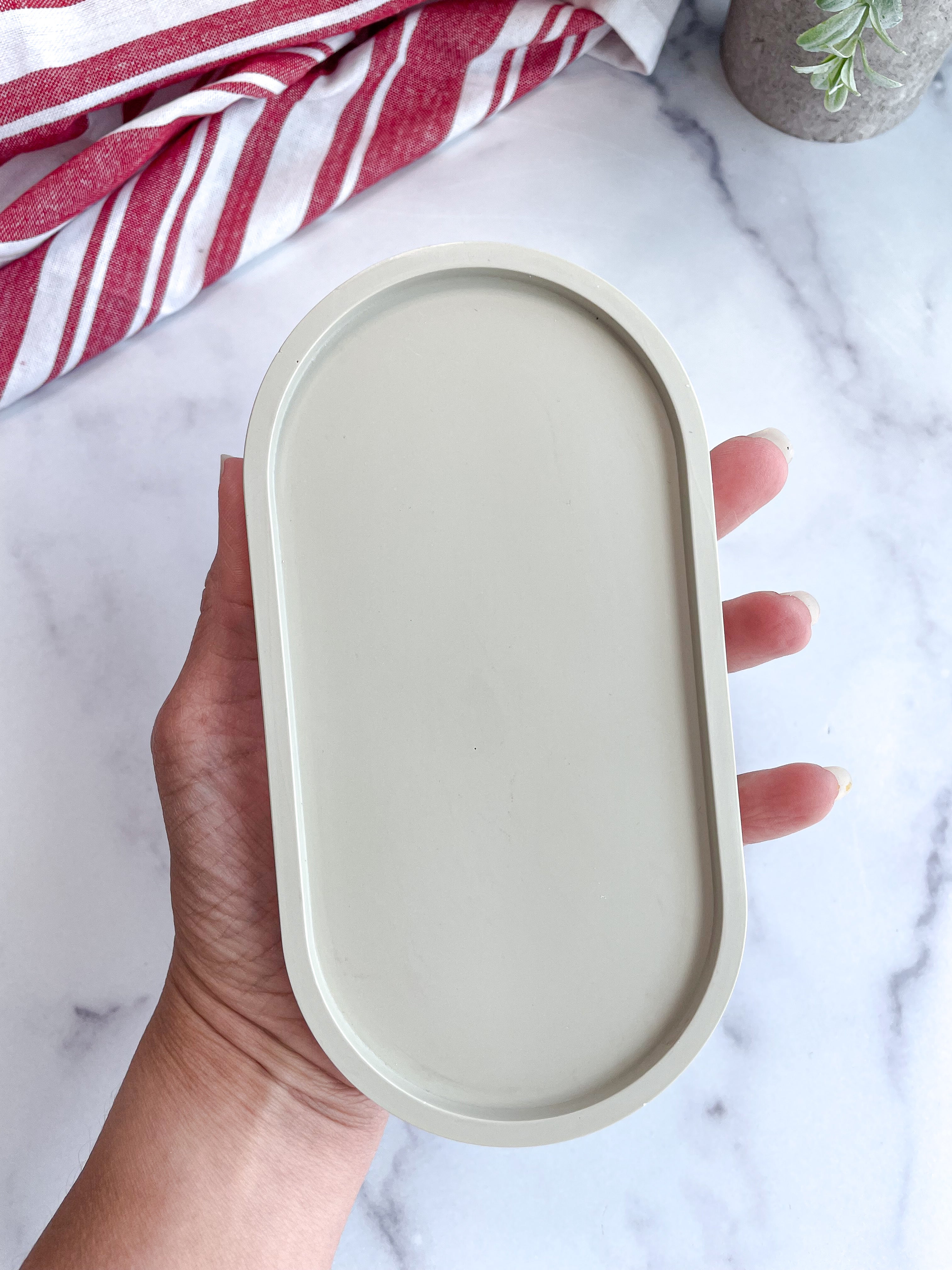 Gray Oval Trinket Tray – Catchall Dish