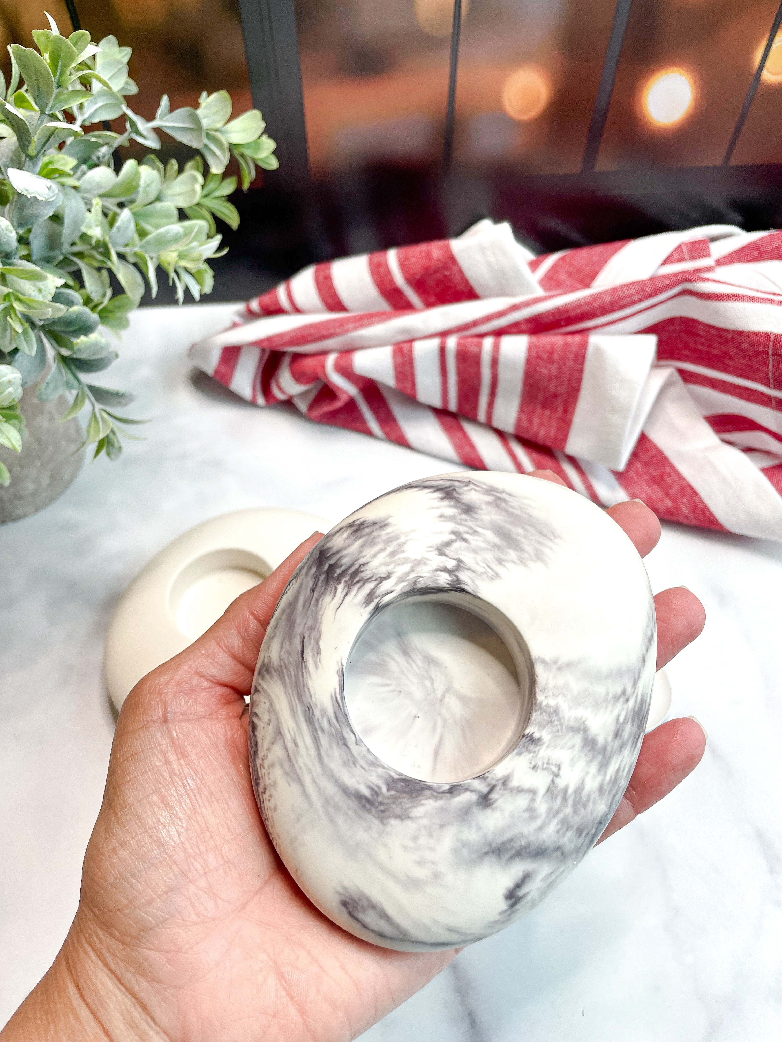 Gray Marbled Stone Tealight Holder