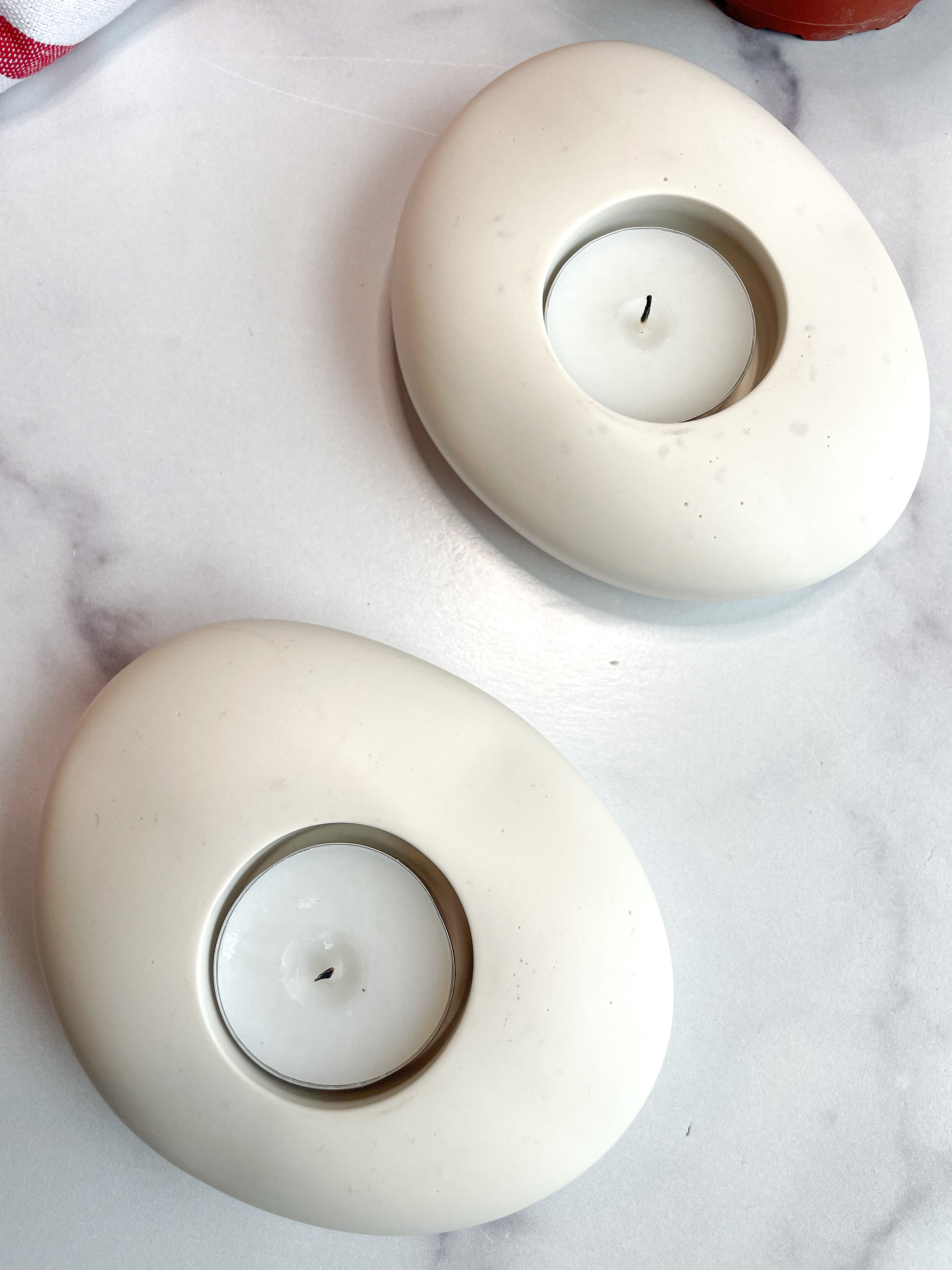 Natural White Stone Tealight Holders (Set of 2)