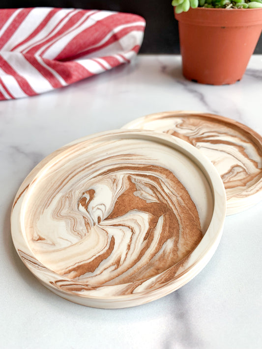 Coffee Marble Stone Coasters – Set of 2