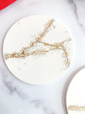 White Kintsugi Stone Coasters – Set of 2