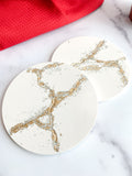White Kintsugi Stone Coasters – Set of 2