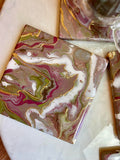 Mauve and Lime Coasters Unique Handmade Resin Art Kitchen Decor- 4x