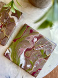 Mauve and Lime Coasters Unique Handmade Resin Art Kitchen Decor- 4x