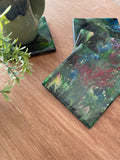 Green Floral Coasters- 4x