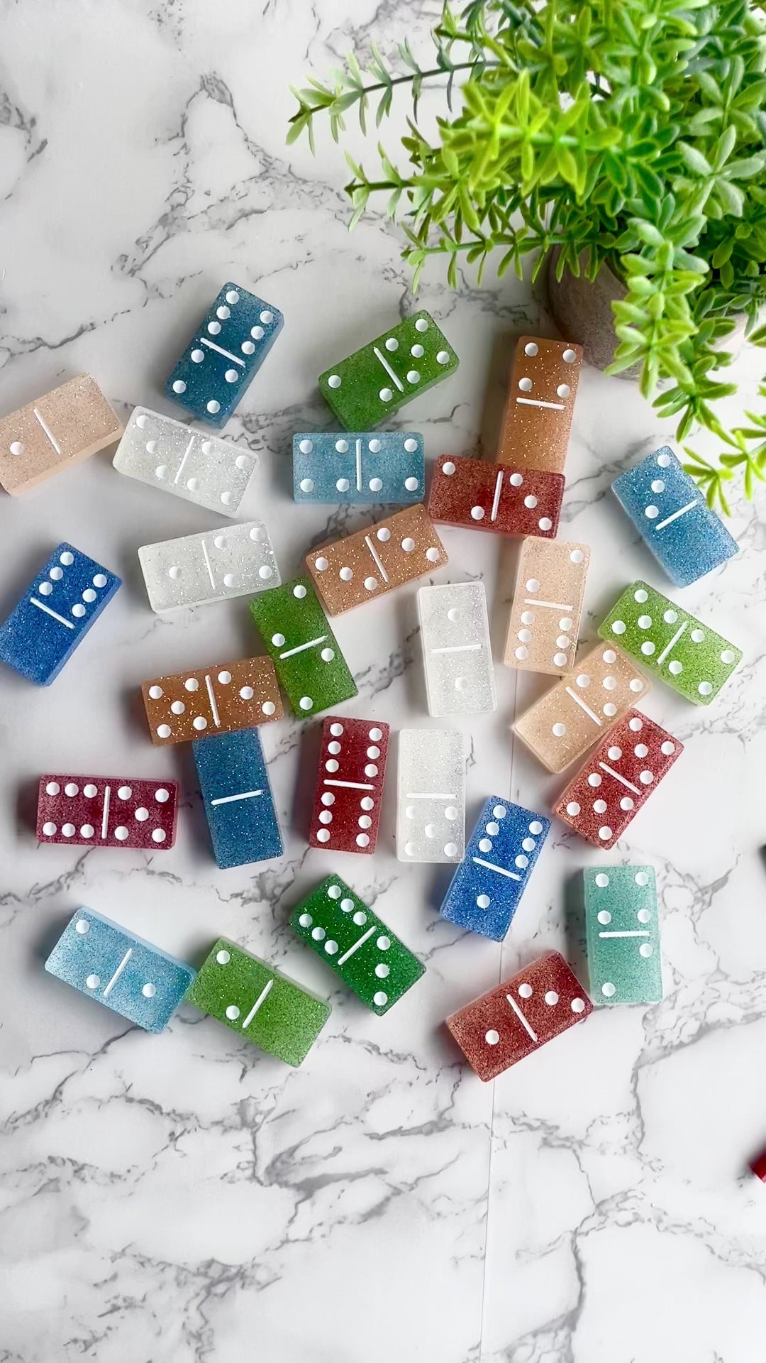 Multicolored Dominoes Classic Game Unique Handmade Resin Art Gift