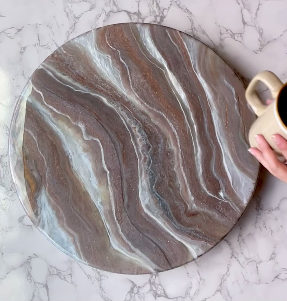 Fantasy Brown Marble Lazy Susan