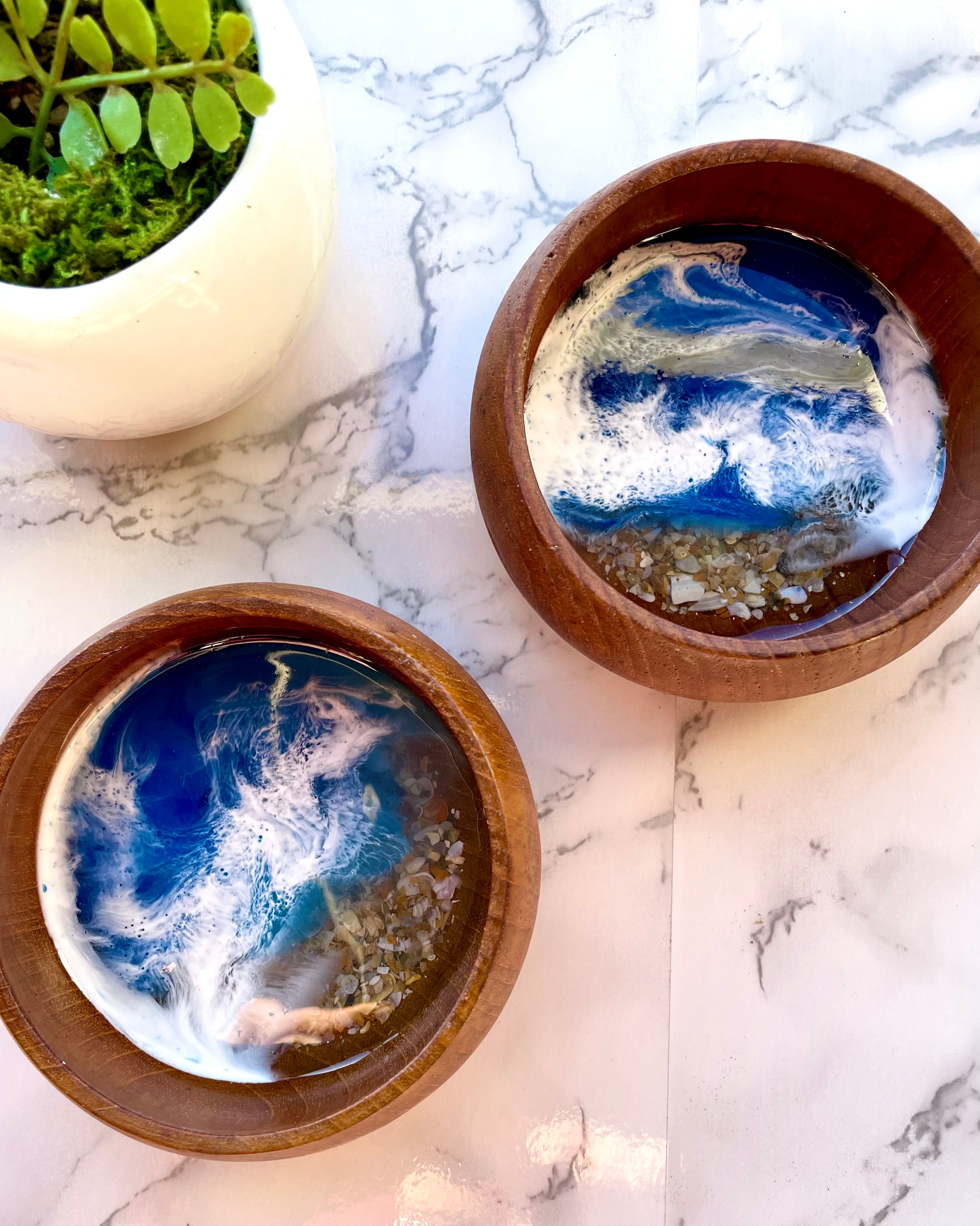 Ocean-Mango Wood Mini Trinket Bowl