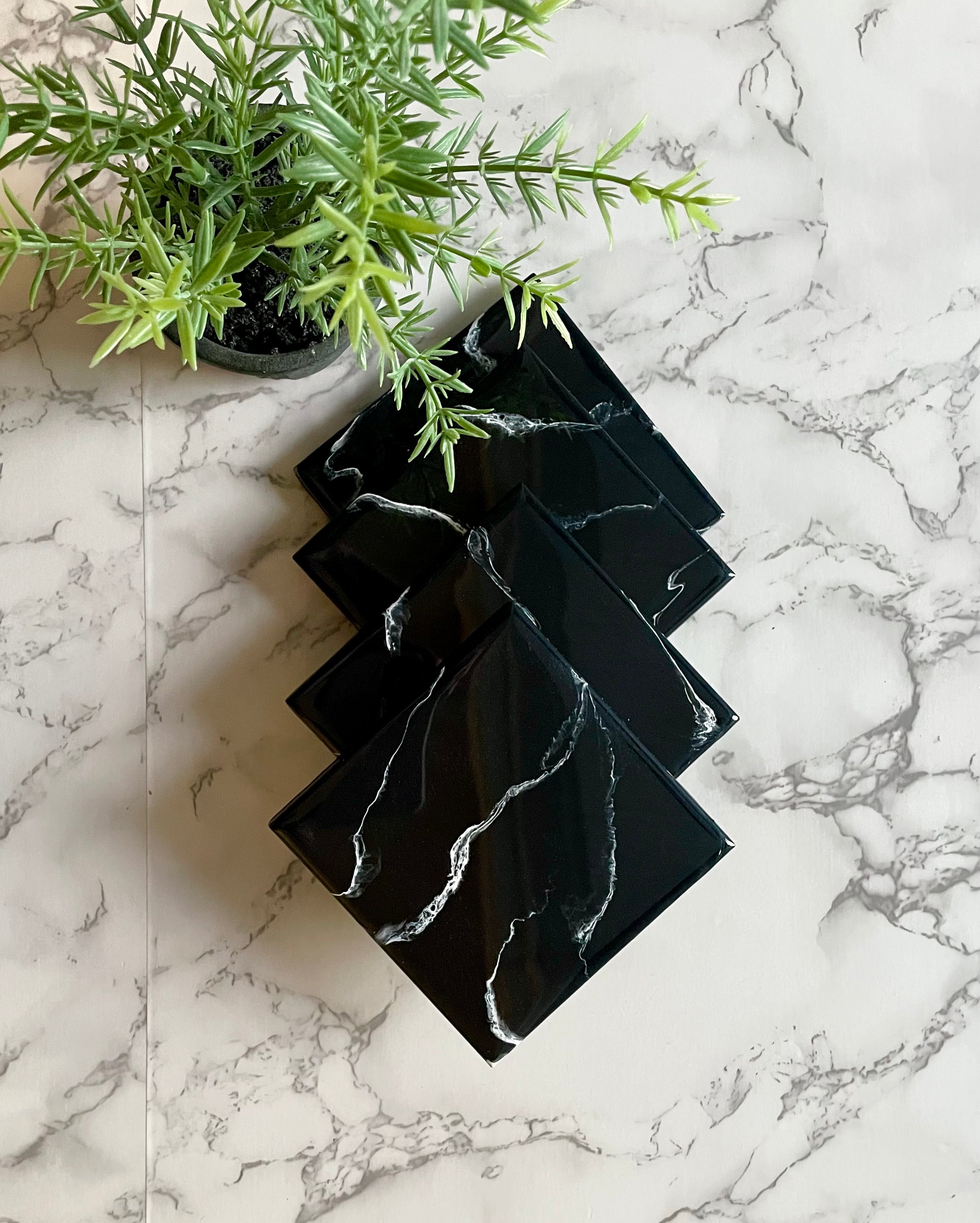 Black Marble Charcuterie Cheese Board Coaster Set