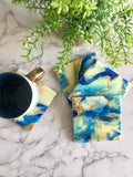 Resin Blue and Gold Coasters Unique Handmade Luxury Art Kitchen Decor