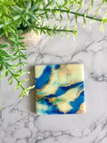 Resin Blue and Gold Coasters Unique Handmade Luxury Art Kitchen Decor