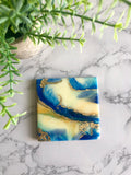 Resin Blue and Gold Coasters Unique Handmade Luxury Art Kitchen Decor