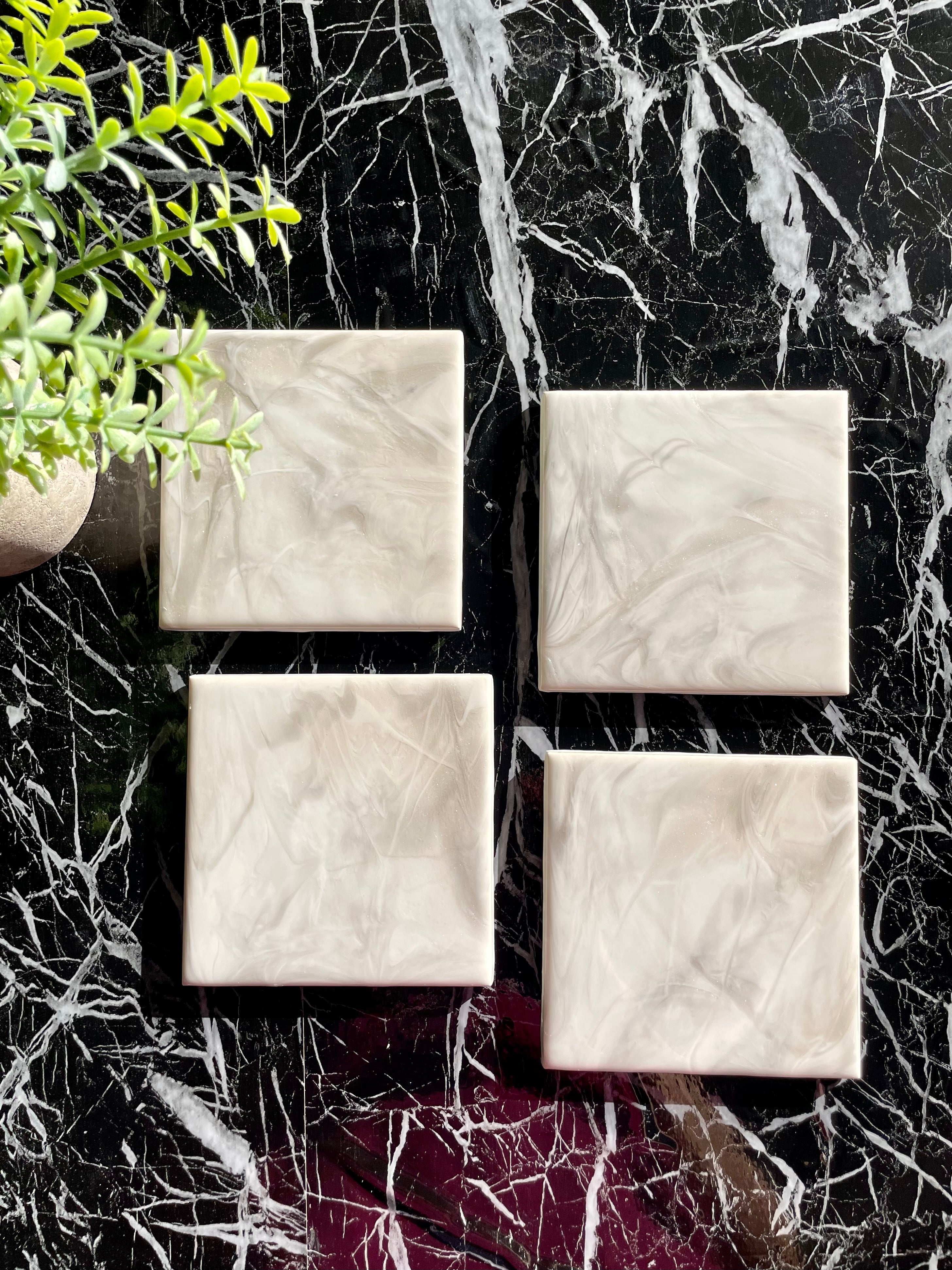 White Marble Charcuterie Cheese Board Coaster Set