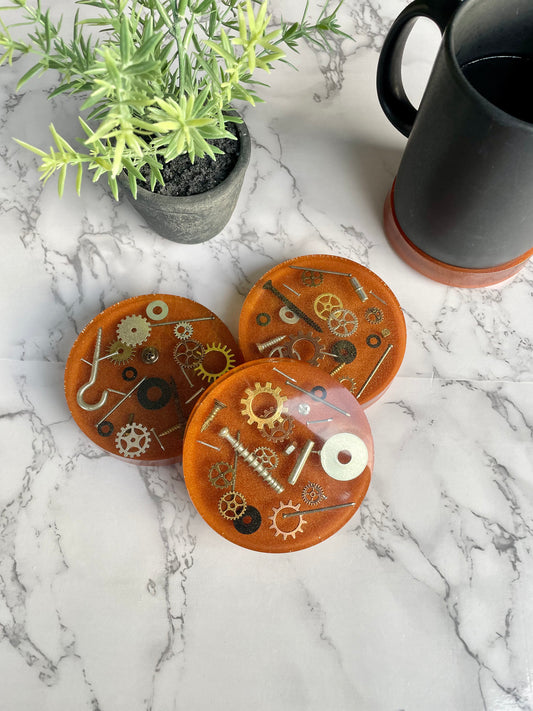 Copper Steam Punk Coasters- 4x